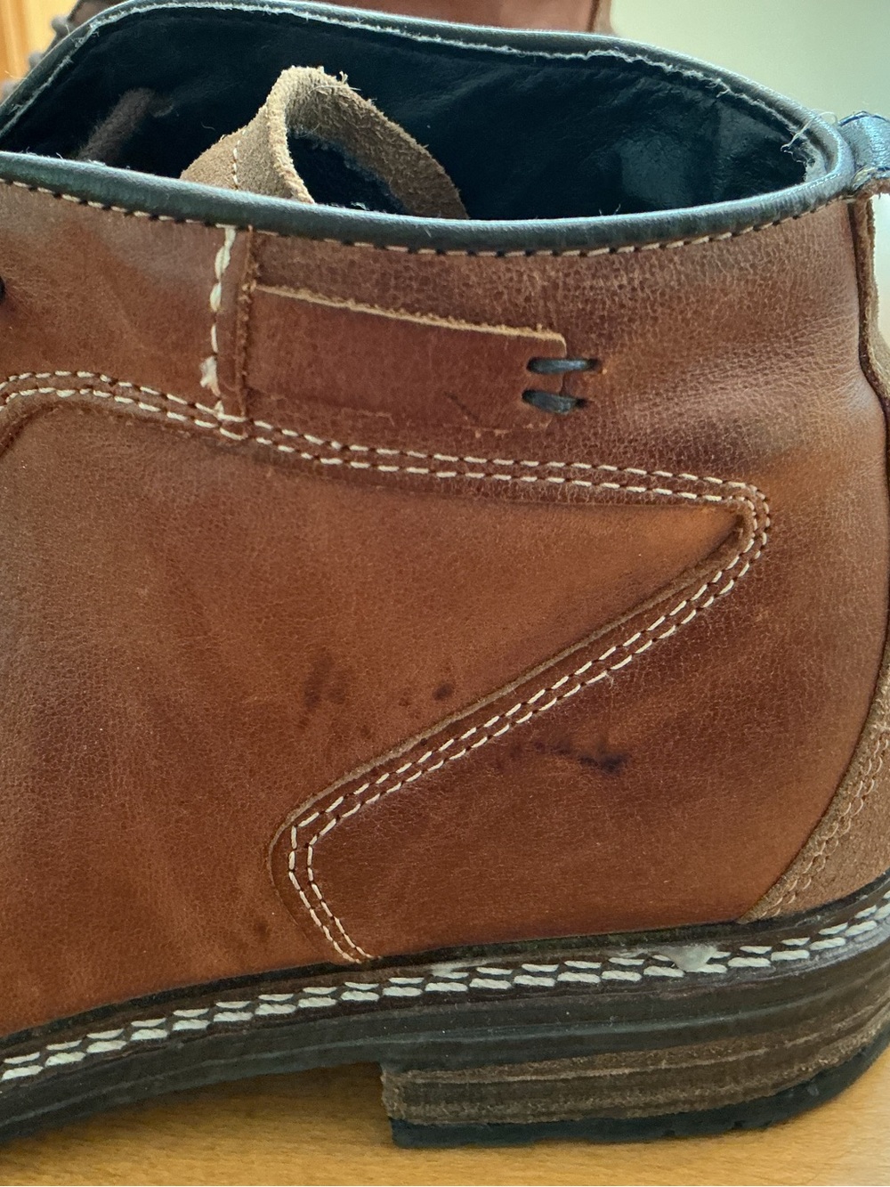 Men's Tan Leather Chukka Boots with Contrast Stitching - Picture 8 of 8